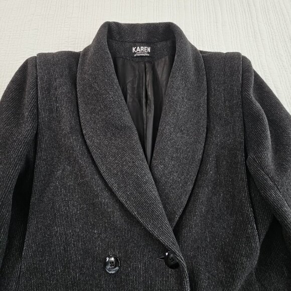 Vintage Karen Wool Cashmere Women's L Black Heavyweight Lined Coat USA Made EUC - Picture 6 of 16